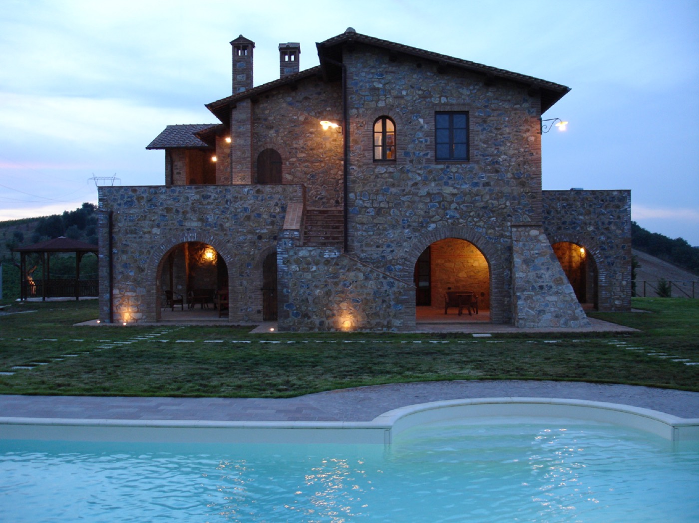 Façade at dusk